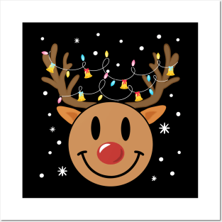 Christmas Reindeer Smile Face Posters and Art